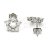 Sterling Silver Stud Earring, Star and Heart Design, with White Cubic Zirconia, Polished, Rhodium Finish, 02.285.0027