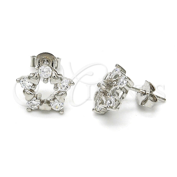 Sterling Silver Ring — Stud Earring Star and Heart Design with White — main product view — SKU 115131 | Plata 925 anillo — Stud Earring estrella and corazón diseño with blanco — SKU 115131