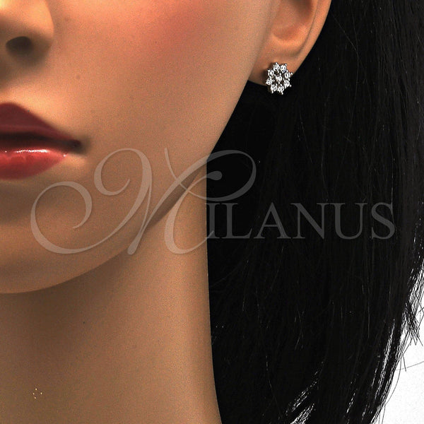 Sterling Silver Ring — Stud Earring Flower Design with White Cubic Zirconia — alternate product view — SKU 115133 | Plata 925 anillo — Stud Earring flor diseño with blanco Cubic Zirconia — SKU 115133