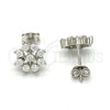 Sterling Silver Stud Earring, Flower Design, with White Cubic Zirconia, Polished, Rhodium Finish, 02.285.0029