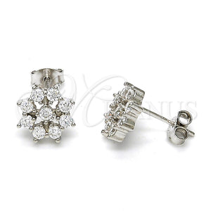 Sterling Silver Ring — Stud Earring Flower Design with White Cubic Zirconia — main product view — SKU 115133 | Plata 925 anillo — Stud Earring flor diseño with blanco Cubic Zirconia — SKU 115133