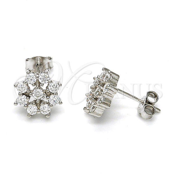 Sterling Silver Ring — Stud Earring Flower Design with White Cubic Zirconia — main product view — SKU 115133 | Plata 925 anillo — Stud Earring flor diseño with blanco Cubic Zirconia — SKU 115133