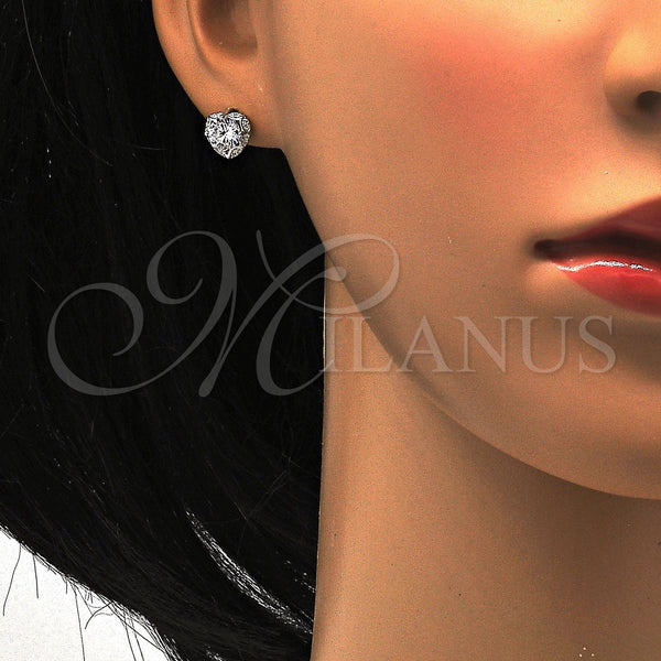 Sterling Silver Ring — Stud Earring Heart Design with White Cubic Zirconia — alternate product view — SKU 115134 | Plata 925 anillo — Stud Earring corazón diseño with blanco Cubic Zirconia — SKU 115134
