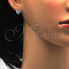 Sterling Silver Stud Earring, Heart Design, with White Cubic Zirconia and White Micro Pave, Polished, Raw, 02.285.0030