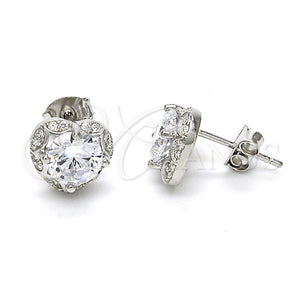 Sterling Silver Ring — Stud Earring Heart Design with White Cubic Zirconia — main product view — SKU 115134 | Plata 925 anillo — Stud Earring corazón diseño with blanco Cubic Zirconia — SKU 115134