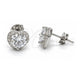 Sterling Silver Stud Earring, Heart Design, with White Cubic Zirconia and White Micro Pave, Polished, Raw, 02.285.0030
