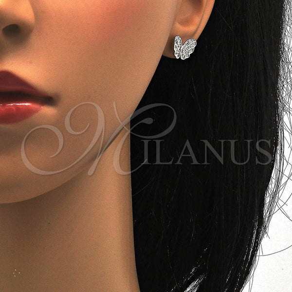 Sterling Silver Ring — Stud Earring Butterfly Design with White Cubic Zirconia — alternate product view — SKU 115138 | Plata 925 anillo — Stud Earring Butterfly diseño with blanco Cubic Zirconia — SKU 115138