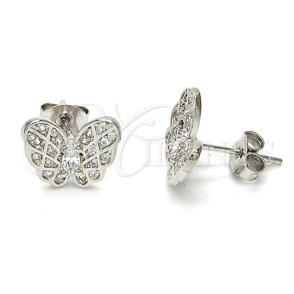 Sterling Silver Ring — Stud Earring Butterfly Design with White Cubic Zirconia — main product view — SKU 115138 | Plata 925 anillo — Stud Earring Butterfly diseño with blanco Cubic Zirconia — SKU 115138