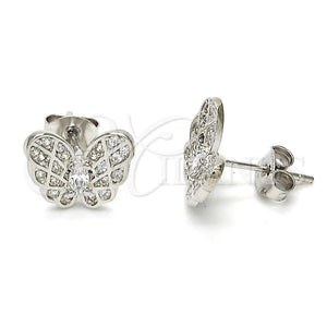 Sterling Silver Ring — Stud Earring Butterfly Design with White Cubic Zirconia — main product view — SKU 115138 | Plata 925 anillo — Stud Earring Butterfly diseño with blanco Cubic Zirconia — SKU 115138