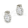 Sterling Silver Stud Earring, with White Cubic Zirconia, Polished, Rhodium Finish, 02.285.0035