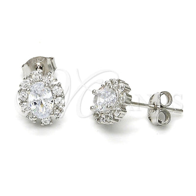 Sterling Silver Stud Earring, with White Cubic Zirconia, Polished, Rhodium Finish, 02.285.0035 for wholesale, main product view