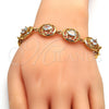 Oro Laminado Tennis Bracelet, Gold Filled Style with White Cubic Zirconia, Polished, Golden Finish, 03.266.0002.07 (14 MM Thickness, 7 Inches Length)