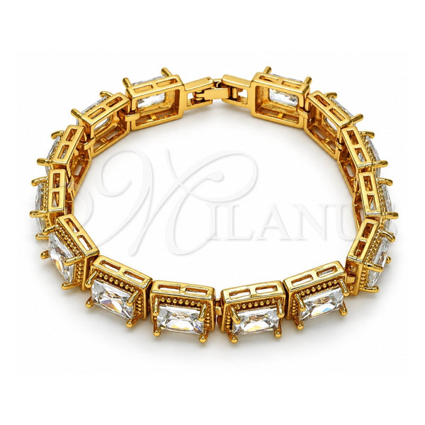 Oro Laminado Tennis Bracelet, Gold Filled Style with White Cubic Zirconia, Polished, Golden Finish, 03.266.0003.07 (09 MM Thickness, 7 Inches Length)