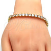Oro Laminado Tennis Bracelet, Gold Filled Style with White Cubic Zirconia, Polished, Golden Finish, 03.283.0003.1.07