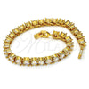 Oro Laminado Tennis Bracelet, Gold Filled Style with White Cubic Zirconia, Polished, Golden Finish, 03.283.0003.1.07