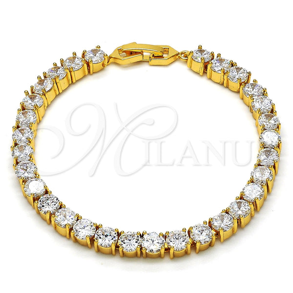 Oro Laminado Tennis Bracelet, Gold Filled Style with White Cubic Zirconia, Polished, Golden Finish, 03.283.0003.1.07