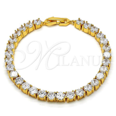 Oro Laminado Tennis Bracelet, Gold Filled Style with White Cubic Zirconia, Polished, Golden Finish, 03.283.0003.1.07