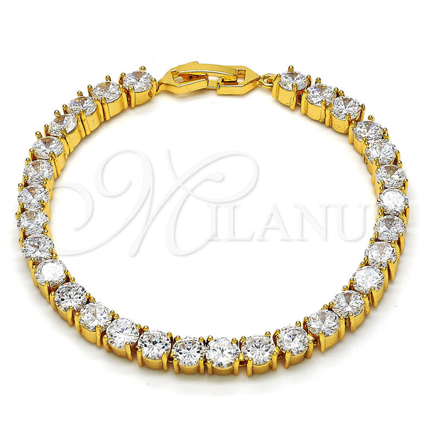 Oro Laminado Tennis Bracelet, Gold Filled Style with White Cubic Zirconia, Polished, Golden Finish, 03.283.0003.1.07 (05 MM Thickness, 7 Inches Length)