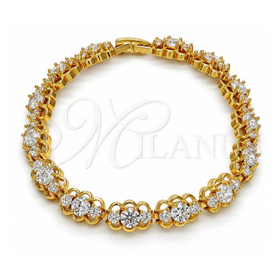 Oro Laminado Tennis Bracelet, Gold Filled Style with White Cubic Zirconia, Polished, Golden Finish, 03.283.0016.07 (08 MM Thickness, 7 Inches Length)