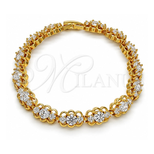 Oro Laminado Tennis Bracelet, Gold Filled Style with White Cubic Zirconia, Polished, Golden Finish, 03.283.0016.07 (08 MM Thickness, 7 Inches Length)
