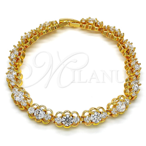 Oro Laminado Tennis Bracelet, Gold Filled Style with White Cubic Zirconia, Polished, Golden Finish, 03.283.0016.07 (08 MM Thickness, 7 Inches Length)