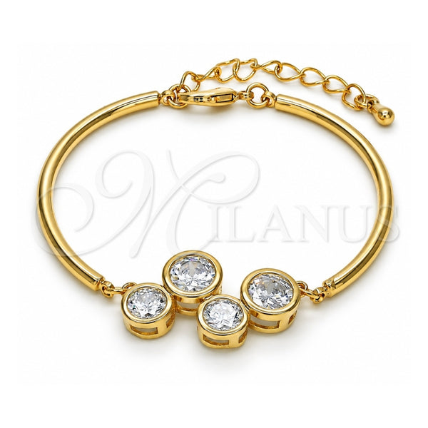 Oro Laminado Fancy Bracelet, Gold Filled Style with White Cubic Zirconia, Polished, Golden Finish, 03.65.1165.07 (03 MM Thickness, 7 Inches Length)
