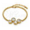 Oro Laminado Fancy Bracelet, Gold Filled Style with White Cubic Zirconia, Polished, Golden Finish, 03.65.1165.07 (03 MM Thickness, 7 Inches Length)