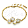 Oro Laminado Fancy Bracelet, Gold Filled Style with White Cubic Zirconia, Polished, Golden Finish, 03.65.1165.07 (03 MM Thickness, 7 Inches Length)
