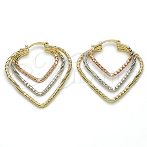 Gold Filled Hoop Earrings — Medium Hoop Diamond Cutting Tricolor 02.65. — main product view — SKU 115170 | Oro Laminado aretes de aro — Medium Hoop Diamond Cutting Tricolor 02.65. — SKU 115170