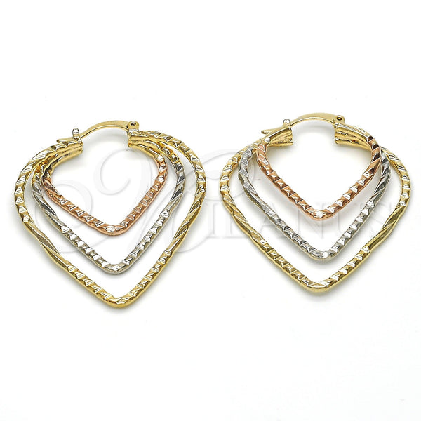 Gold Filled Hoop Earrings — Medium Hoop Diamond Cutting Tricolor 02.65. — main product view — SKU 115170 | Oro Laminado aretes de aro — Medium Hoop Diamond Cutting Tricolor 02.65. — SKU 115170