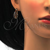 Oro Laminado Small Hoop, Gold Filled Style Flower Design, Diamond Cutting Finish, Tricolor, 02.65.2530.20