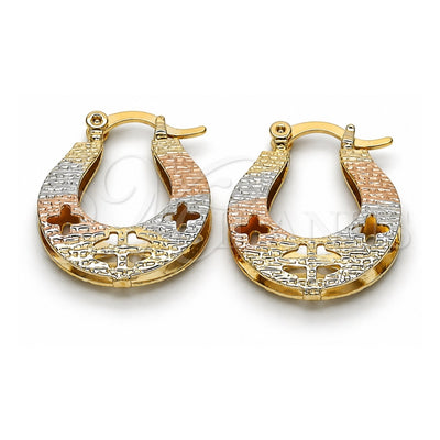 Oro Laminado Small Hoop, Gold Filled Style Diamond Cutting Finish, Tricolor, 02.65.2531.20