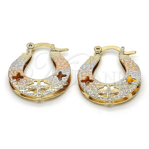 Gold Filled Hoop Earrings — Small Hoop Diamond Cutting Tricolor 02.65. — main product view — SKU 115178 | Oro Laminado aretes de aro — Small Hoop Diamond Cutting Tricolor 02.65. — SKU 115178