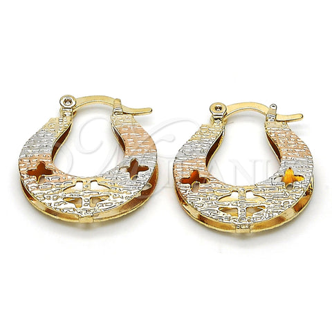 Oro Laminado Small Hoop, Gold Filled Style Diamond Cutting Finish, Tricolor, 02.65.2531.20