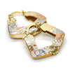 Oro Laminado Small Hoop, Gold Filled Style key and Lock Design, Diamond Cutting Finish, Tricolor, 02.65.2532.25