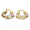 Oro Laminado Small Hoop, Gold Filled Style key and Lock Design, Diamond Cutting Finish, Tricolor, 02.65.2532.25