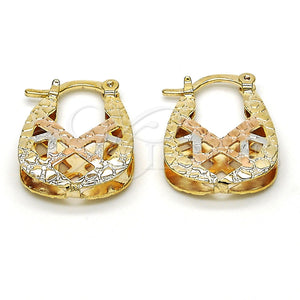 Gold Filled Hoop Earrings — Small Hoop Diamond Cutting Tricolor 02.65. — main product view — SKU 115180 | Oro Laminado aretes de aro — Small Hoop Diamond Cutting Tricolor 02.65. — SKU 115180