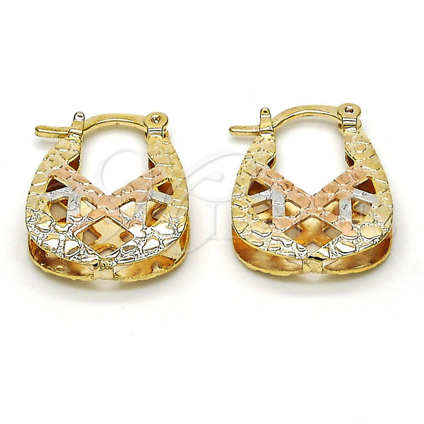 Gold Filled Hoop Earrings — Small Hoop Diamond Cutting Tricolor 02.65. for wholesale, main product view