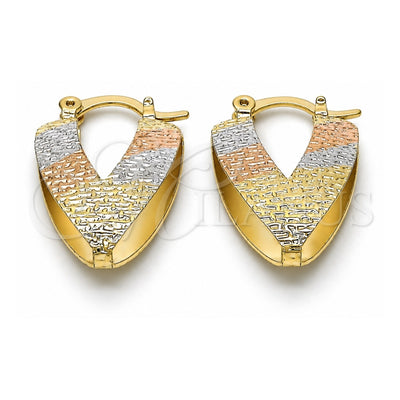 Oro Laminado Small Hoop, Gold Filled Style Diamond Cutting Finish, Tricolor, 02.65.2534.15