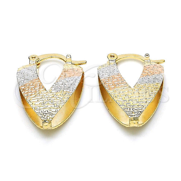 Gold Filled Hoop Earrings — Small Hoop Diamond Cutting Tricolor 02.65. — main product view — SKU 115181 | Oro Laminado aretes de aro — Small Hoop Diamond Cutting Tricolor 02.65. — SKU 115181