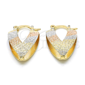 Gold Filled Hoop Earrings — Small Hoop Diamond Cutting Tricolor 02.65. — main product view — SKU 115181 | Oro Laminado aretes de aro — Small Hoop Diamond Cutting Tricolor 02.65. — SKU 115181