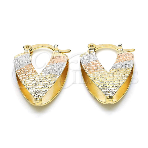 Oro Laminado Small Hoop, Gold Filled Style Diamond Cutting Finish, Tricolor, 02.65.2534.15