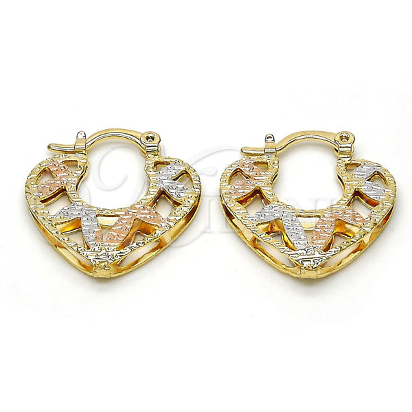 Gold Filled Hoop Earrings — Small Hoop Diamond Cutting Tricolor 02.65. — main product view — SKU 115182 | Oro Laminado aretes de aro — Small Hoop Diamond Cutting Tricolor 02.65. — SKU 115182