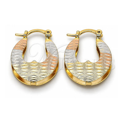 Oro Laminado Small Hoop, Gold Filled Style Diamond Cutting Finish, Tricolor, 02.65.2536.20