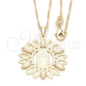 Gold Filled Necklace — Pendant Necklace Guadalupe Design with Gray Pearl Polished — main product view — SKU 115244 | Oro Laminado collar — Pendant Necklace Guadalupe diseño with Gray Pearl pulido — SKU 115244