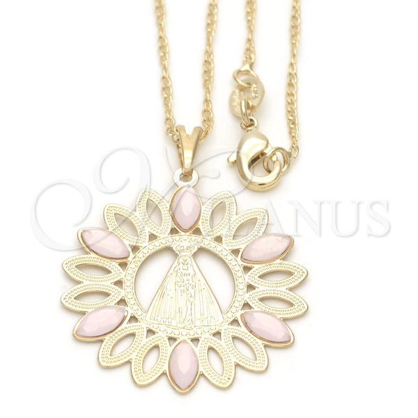 Gold Filled Necklace — Pendant Necklace Caridad del Cobre Design with Rose — main product view — SKU 115248 | Oro Laminado collar — Pendant Necklace Caridad del Cobre diseño with Rose — SKU 115248