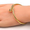 Oro Laminado Individual Bangle, Gold Filled Style with White Cubic Zirconia, Polished, Golden Finish, 07.233.0002 (03 MM Thickness, One size fits all)