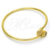Oro Laminado Individual Bangle, Gold Filled Style with White Cubic Zirconia, Polished, Golden Finish, 07.233.0002 (03 MM Thickness, One size fits all)