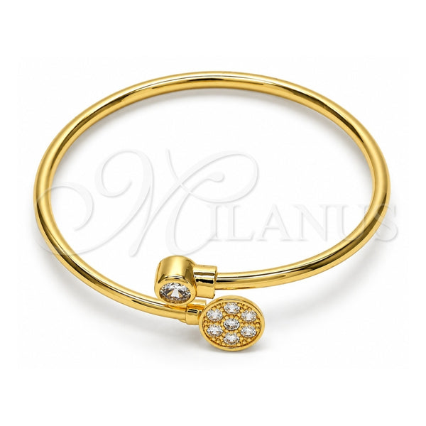 Oro Laminado Individual Bangle, Gold Filled Style with White Cubic Zirconia, Polished, Golden Finish, 07.233.0002 (03 MM Thickness, One size fits all)