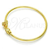 Oro Laminado Individual Bangle, Gold Filled Style Flower Design, with White Cubic Zirconia and White Micro Pave, Polished, Golden Finish, 07.233.0003 (03 MM Thickness, One size fits all)